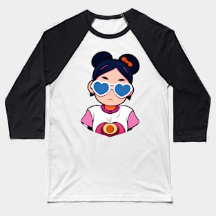 Girl with heart-glasses Baseball T-Shirt